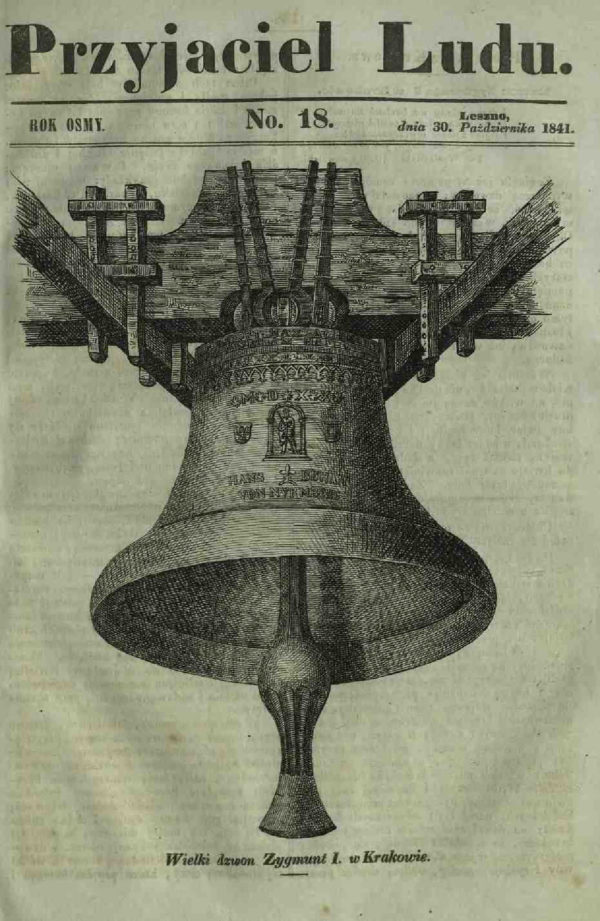 Okłądka czasopisma "Przyjaciel Ludu" z ilustracją dzwonu Zygmunta